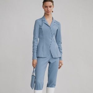 Zara blue gingham buttoned top